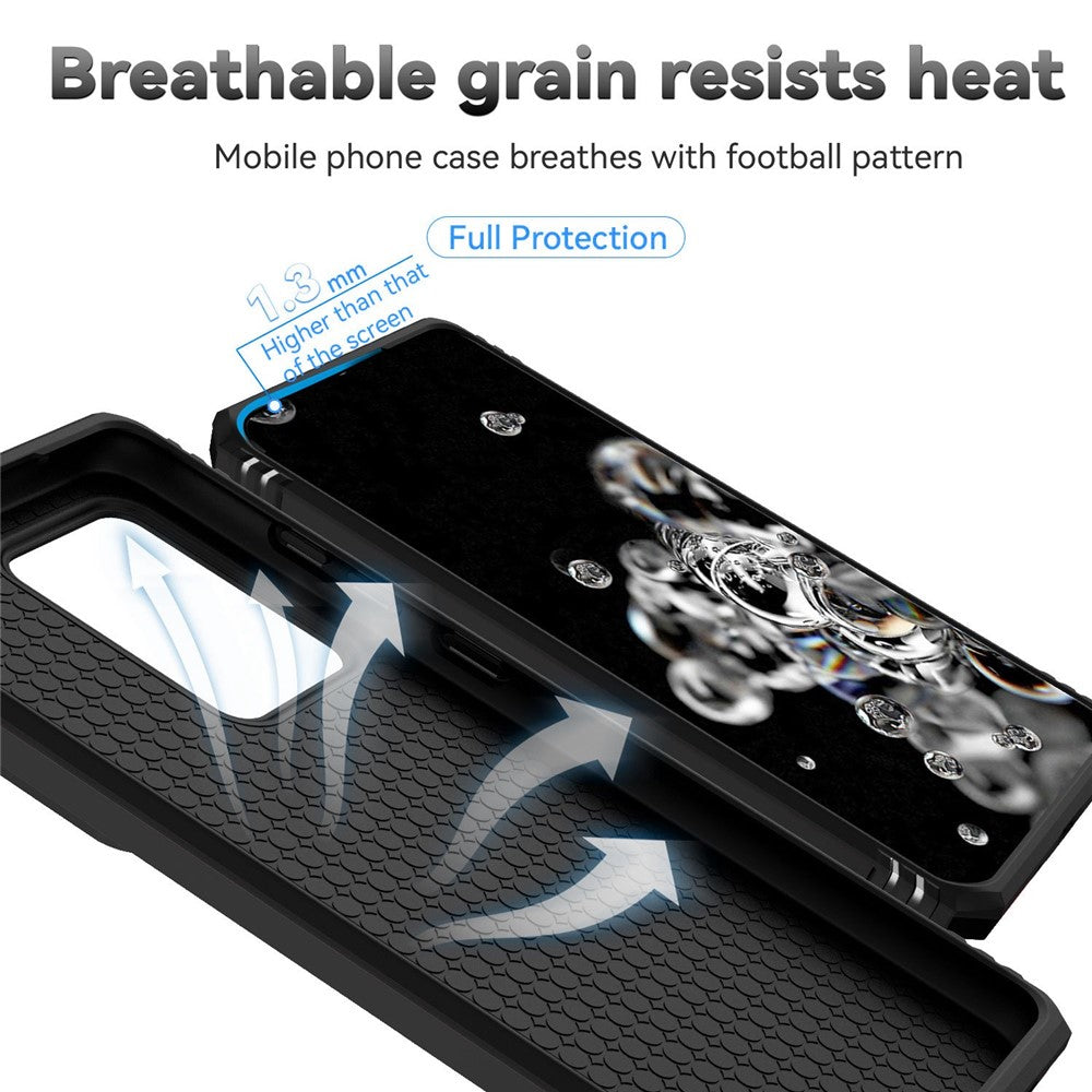 Hard PC + Soft TPU Phone Case for Samsung Galaxy S20 Ultra, Metal Ring Kickstand Anti-drop Cover with Slide Camera Protection