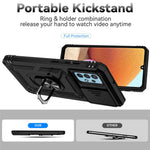 Metal Kickstand Phone Case for Samsung Galaxy A32 4G (EU Version), Shockproof PC + TPU Cover with Slide Camera Protection