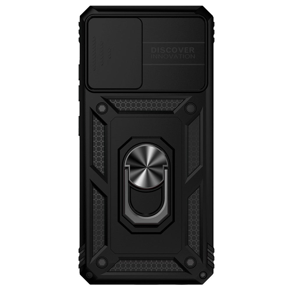 Metal Kickstand Phone Case for Samsung Galaxy A32 4G (EU Version), Shockproof PC + TPU Cover with Slide Camera Protection
