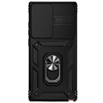 For Samsung Galaxy Note20 Ultra / Note20 Ultra 5G Metal Ring Kickstand PC + TPU Phone Case with Slide Camera Protection