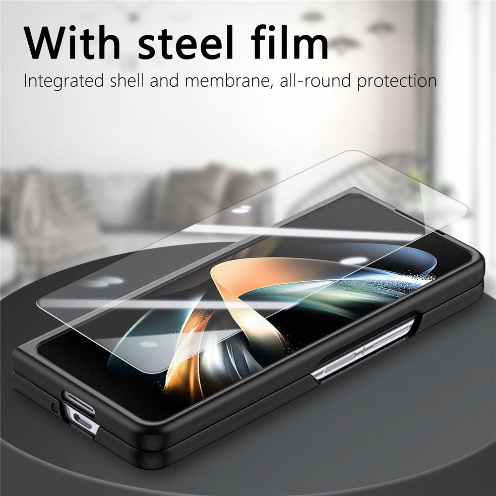 For Samsung Galaxy Z Fold4 5G Magnetic Case Leather+TPU Phone Cover with Screen Film