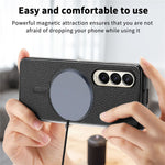 For Samsung Galaxy Z Fold4 5G Magnetic Case Leather+TPU Phone Cover with Screen Film