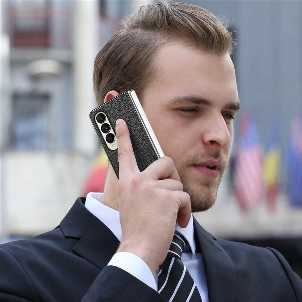 For Samsung Galaxy Z Fold4 5G Magnetic Case Leather+TPU Phone Cover with Screen Film
