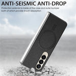 For Samsung Galaxy Z Fold4 5G Magnetic Case Leather+TPU Phone Cover with Screen Film