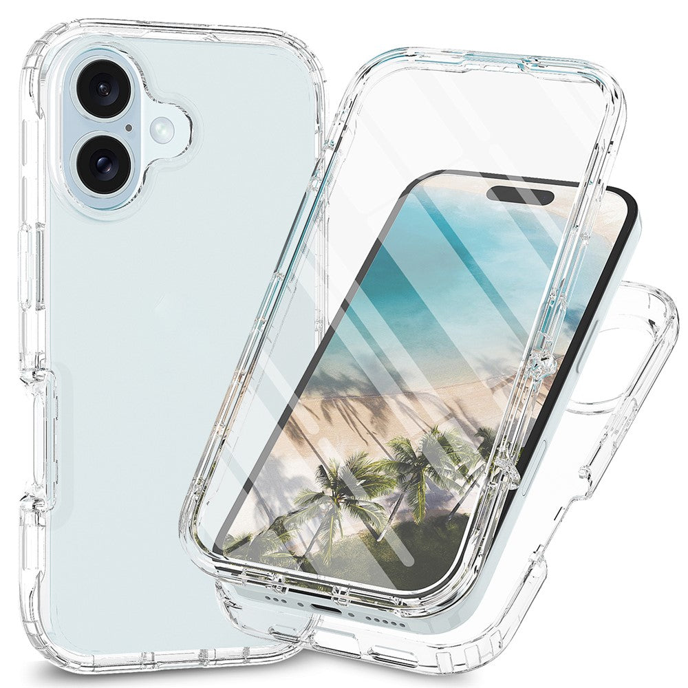 Til iPhone 16 Plus Cover TPU+PC Fuld Beskyttelse Stødsikkert Telefoncover med PET Skærmbeskytter