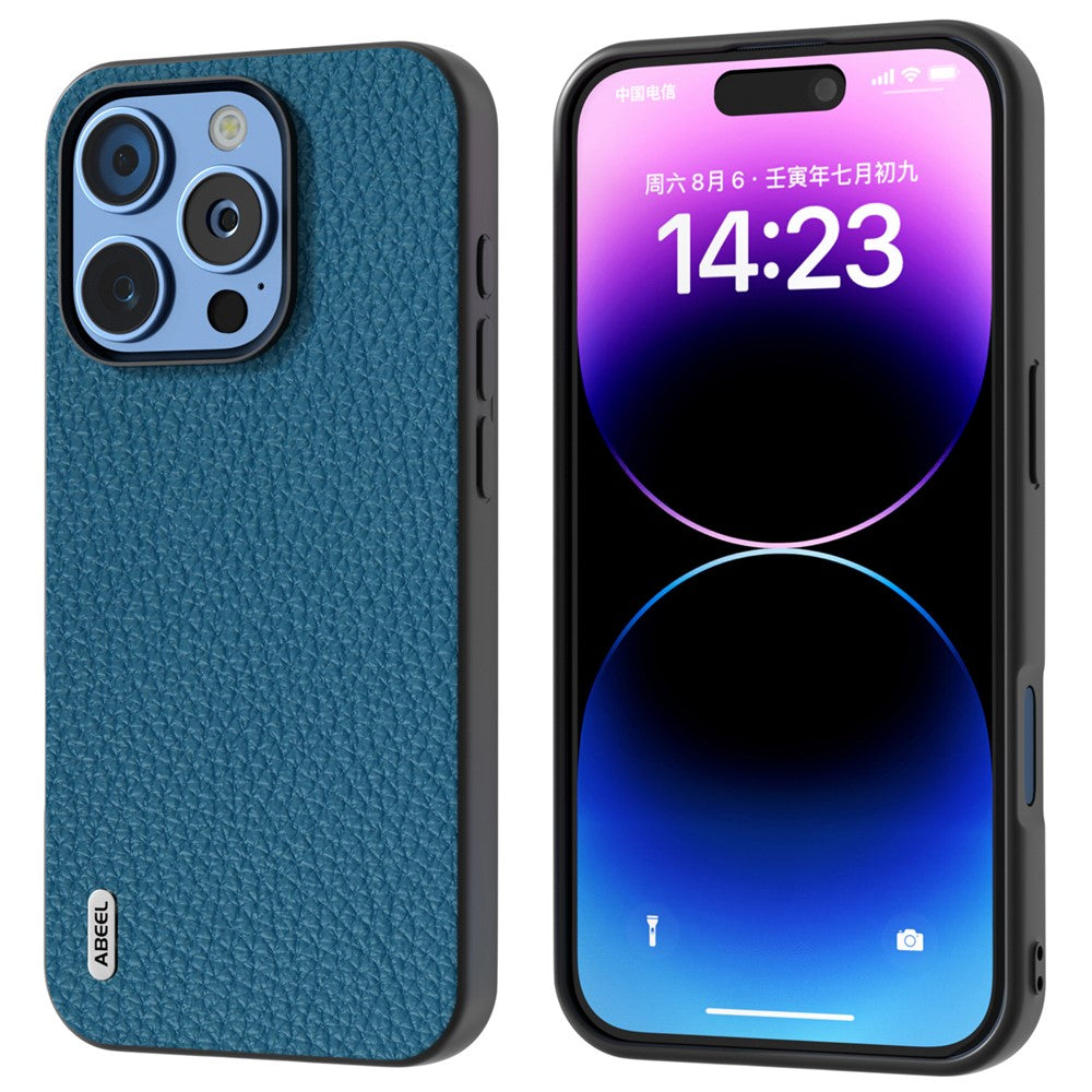 ABEEL For iPhone 16 Pro Max Case TPU+Genuine Cow Leather Protective Phone Cover