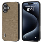 ABEEL For iPhone 16 Case TPU+Genuine Cow Leather Protective Phone Cover