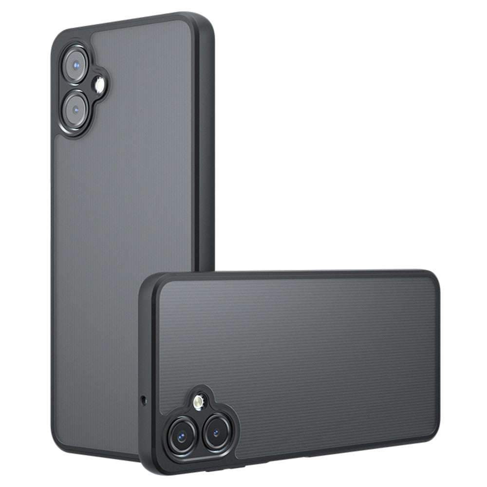 For Samsung Galaxy A06 4G Case Skin-Touch TPU + PC Matte Phone Back Cover, Transparent Black