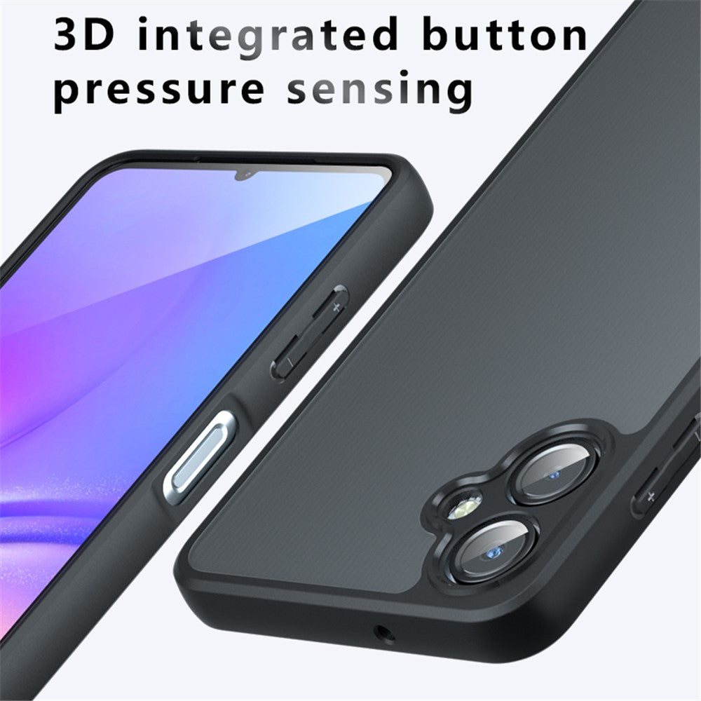 For Samsung Galaxy A06 4G Case Skin-Touch TPU + PC Matte Phone Back Cover, Transparent Black