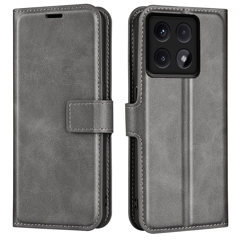 For Xiaomi 14T Stand Case Anti-Scratch Calf Texture Leather Phone Cover