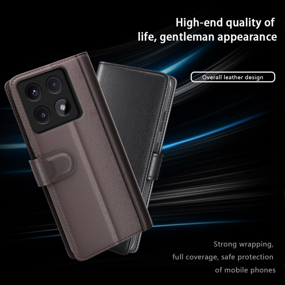 For Xiaomi 14T Pro Case Genuine Split Leather Phone Cover with Wallet Stand