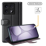 For Xiaomi 14T Pro Case Genuine Split Leather Phone Cover with Wallet Stand