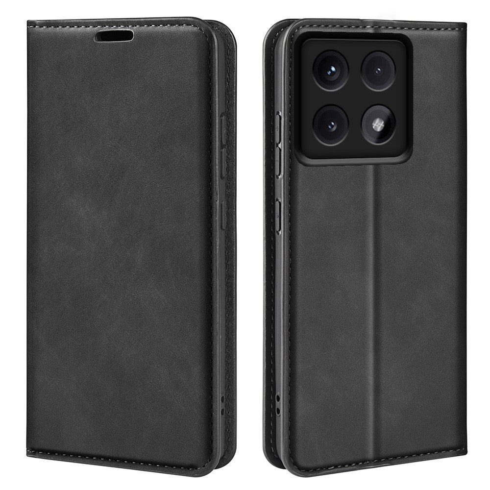 Xiaomi 14T Pro-skal med skin-touch-funktion i läder, plånbok och mobilfodral