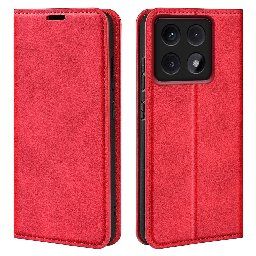 Xiaomi 14T Pro-skal med skin-touch-funktion i läder, plånbok och mobilfodral