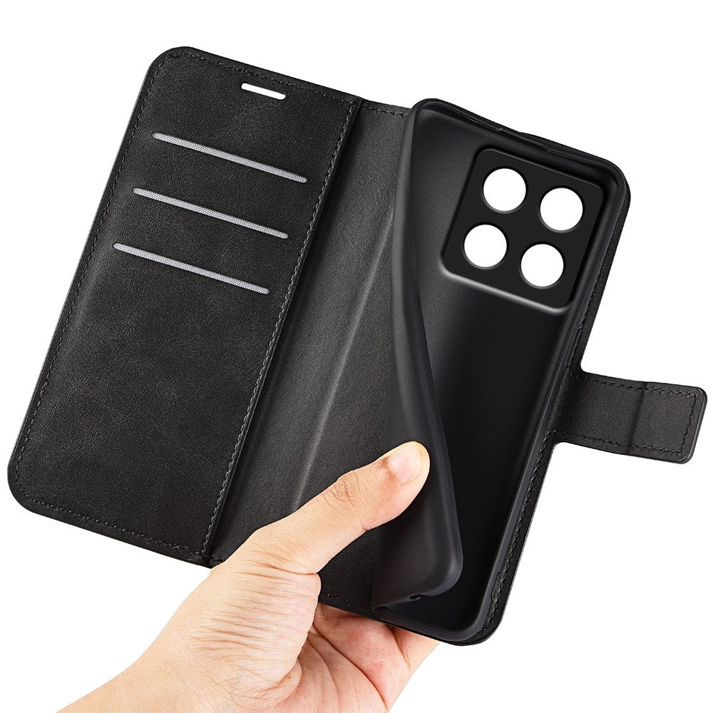 For Xiaomi 14T Pro Stand Case Anti-Scratch Calf Texture Leather Phone Cover