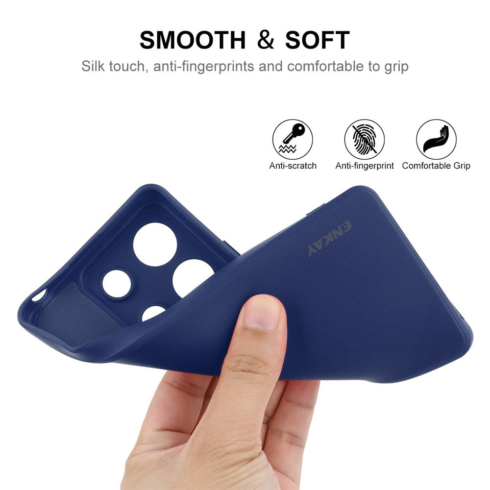 ENKAY HAT PRINCE For Xiaomi Redmi Note 13R Pro 5G Case Straight Edge Liquid Silicone Phone Cover
