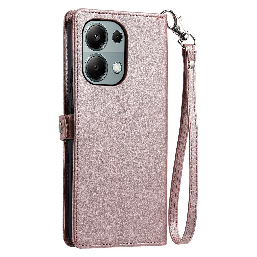 For Xiaomi Poco M6 Pro 4G  /  Redmi Note 13 Pro 4G Leather Case Wallet Stand Phone Cover with Straps