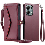 For Xiaomi Poco M6 Pro 4G  /  Redmi Note 13 Pro 4G Leather Case Wallet Stand Phone Cover with Straps