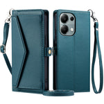 For Xiaomi Poco M6 Pro 4G  /  Redmi Note 13 Pro 4G Leather Case Wallet Stand Phone Cover with Straps