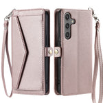 For Samsung Galaxy S24 FE Leather Case with Wrist Strap Wallet Stand Phone Cover