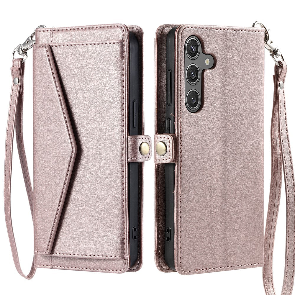 For Samsung Galaxy S24 FE Leather Case with Wrist Strap Wallet Stand Phone Cover