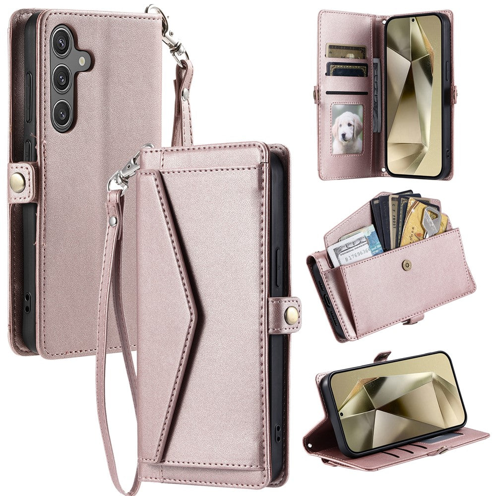 For Samsung Galaxy S24 FE Leather Case with Wrist Strap Wallet Stand Phone Cover
