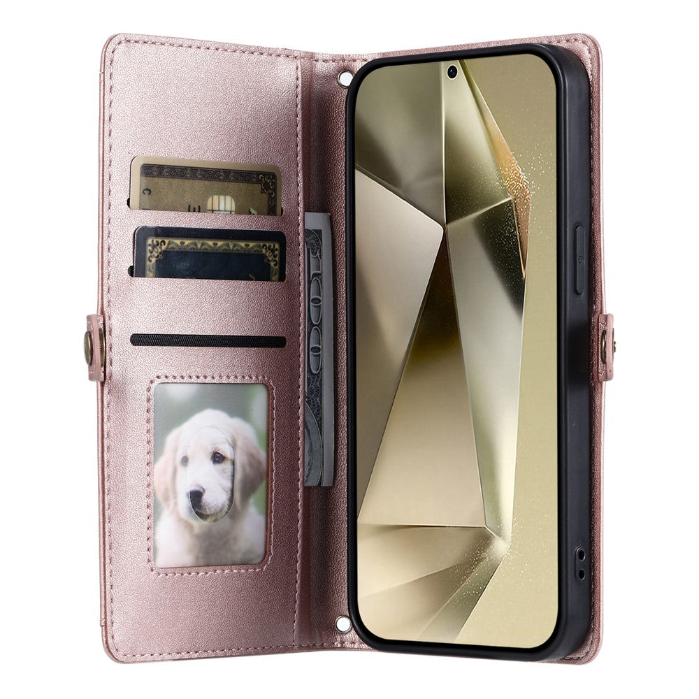 For Samsung Galaxy S24 FE Leather Case with Wrist Strap Wallet Stand Phone Cover