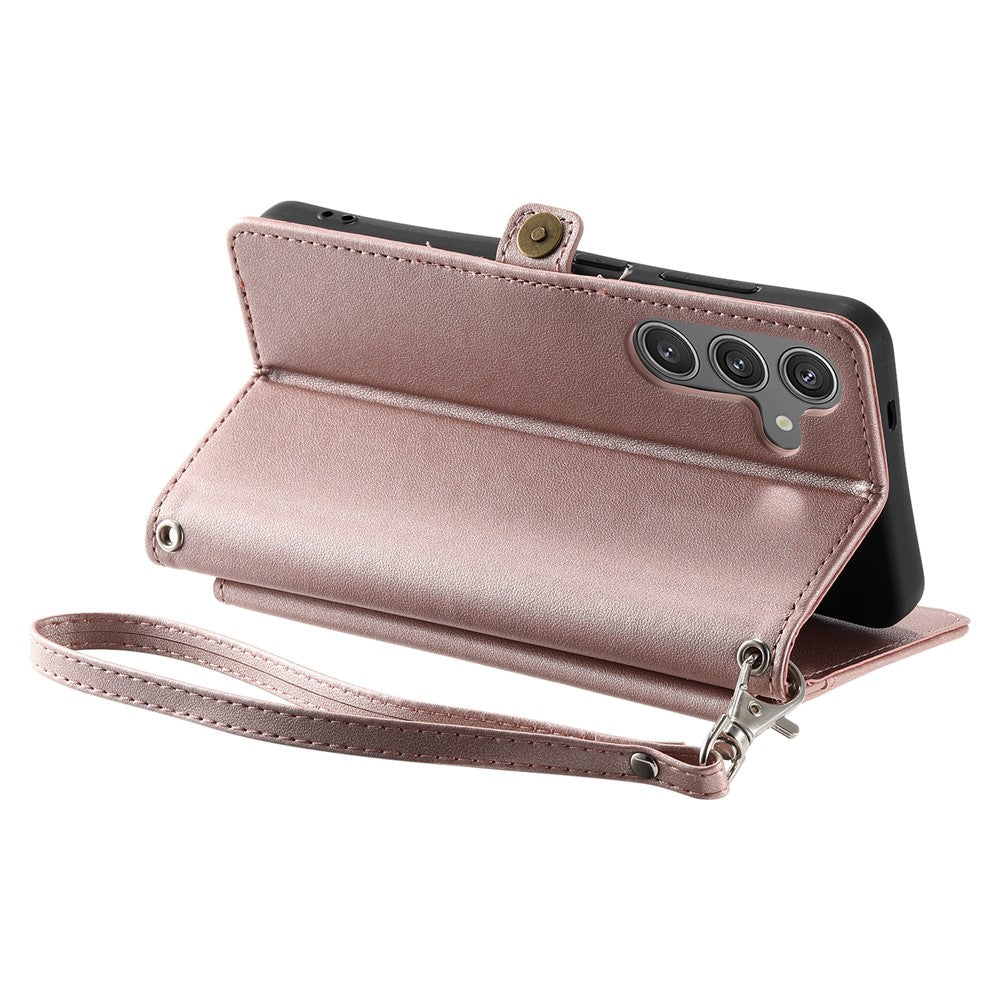 For Samsung Galaxy S24 FE Leather Case with Wrist Strap Wallet Stand Phone Cover