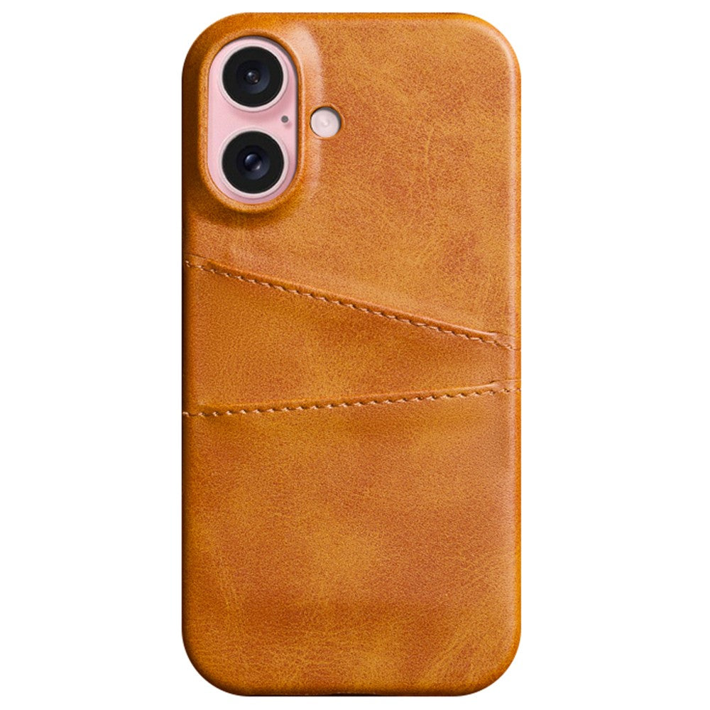 Til iPhone 16 Plus Cover Dobbelte Kortlommer PU Læder + Hårdt PC Telefoncover