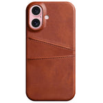Til iPhone 16 Plus Cover Dobbelte Kortlommer PU Læder + Hårdt PC Telefoncover