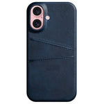 Til iPhone 16 Plus Cover Dobbelte Kortlommer PU Læder + Hårdt PC Telefoncover