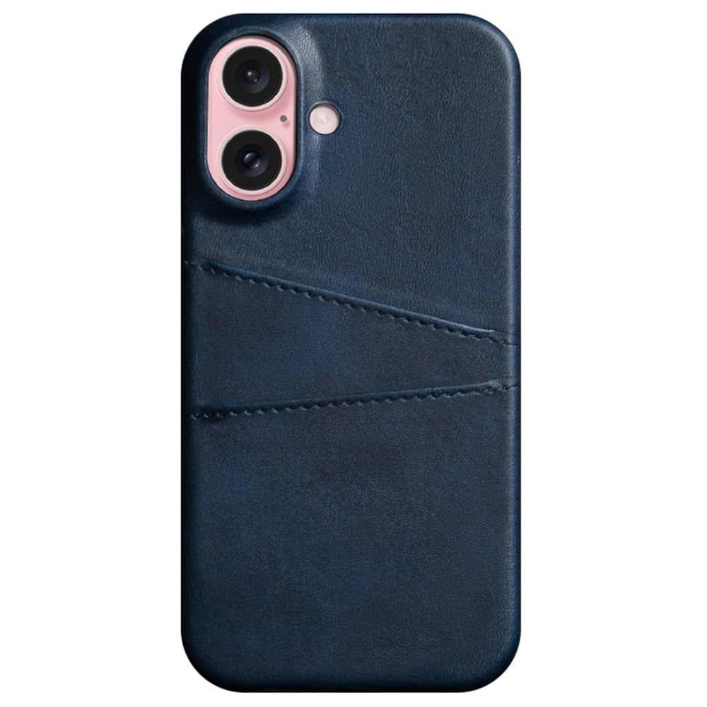 Til iPhone 16 Plus Cover Dobbelte Kortlommer PU Læder + Hårdt PC Telefoncover