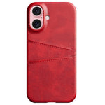 Til iPhone 16 Plus Cover Dobbelte Kortlommer PU Læder + Hårdt PC Telefoncover