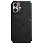 Til iPhone 16 Plus Cover Dobbelte Kortlommer PU Læder + Hårdt PC Telefoncover