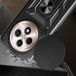 For Oppo Reno12 F 5G Case with Slide Camera Lid PC+TPU Kickstand Phone Cover