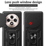 For Oppo Reno12 F 5G Case with Slide Camera Lid PC+TPU Kickstand Phone Cover