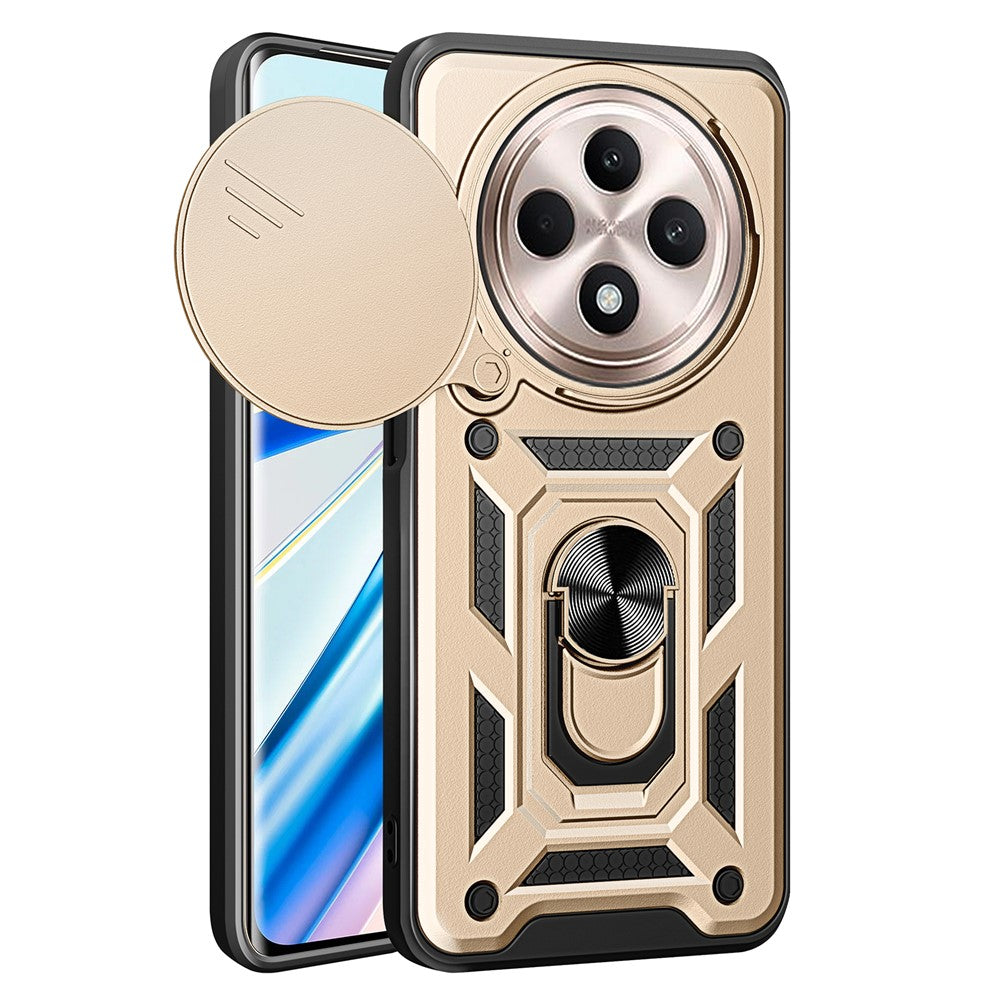 For Oppo Reno12 F 5G Case with Slide Camera Lid PC+TPU Kickstand Phone Cover