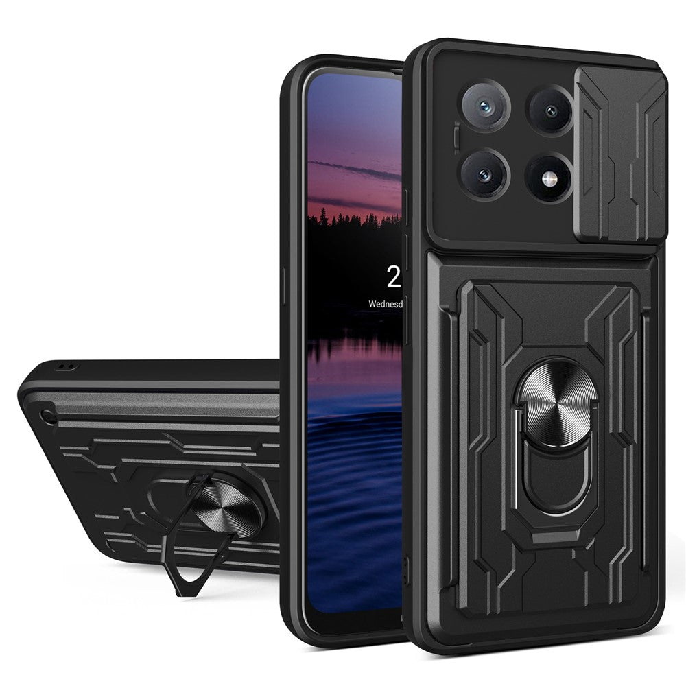 For Xiaomi Redmi K70E 5G  /  Poco X6 Pro 5G Case PC+TPU Kickstand Phone Back Cover with Camera Slider