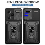 For Xiaomi Redmi Note 13 Pro+ 5G Case PC+TPU Kickstand Phone Back Cover with Camera Slider