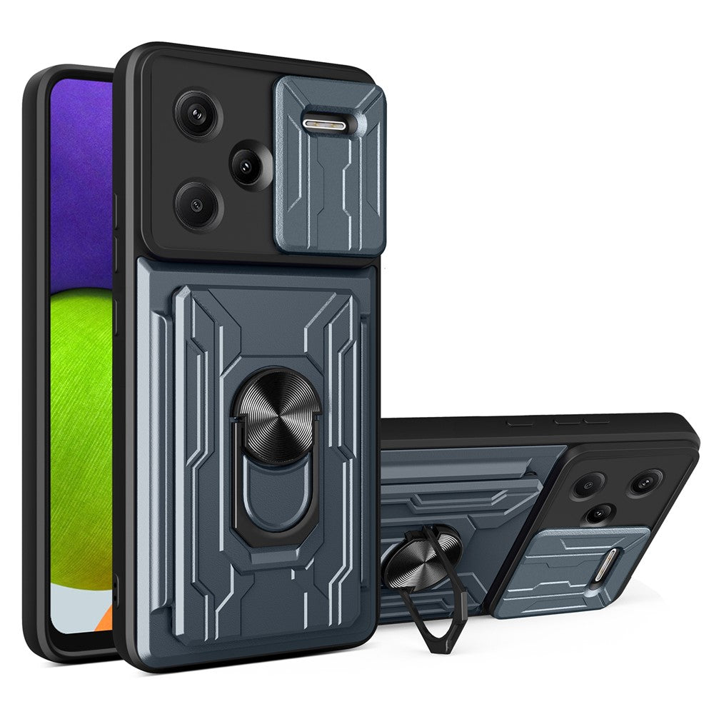 For Xiaomi Redmi Note 13 Pro+ 5G Case PC+TPU Kickstand Phone Back Cover with Camera Slider