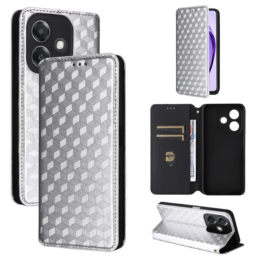 For Oppo A3 4G /  A3 5G / A3x 4G / A3x 5G / A40M 4G / A40 4G / A3i 5G / A60 5G Wallet Case Rhombus Imprinted Leather Phone Cover