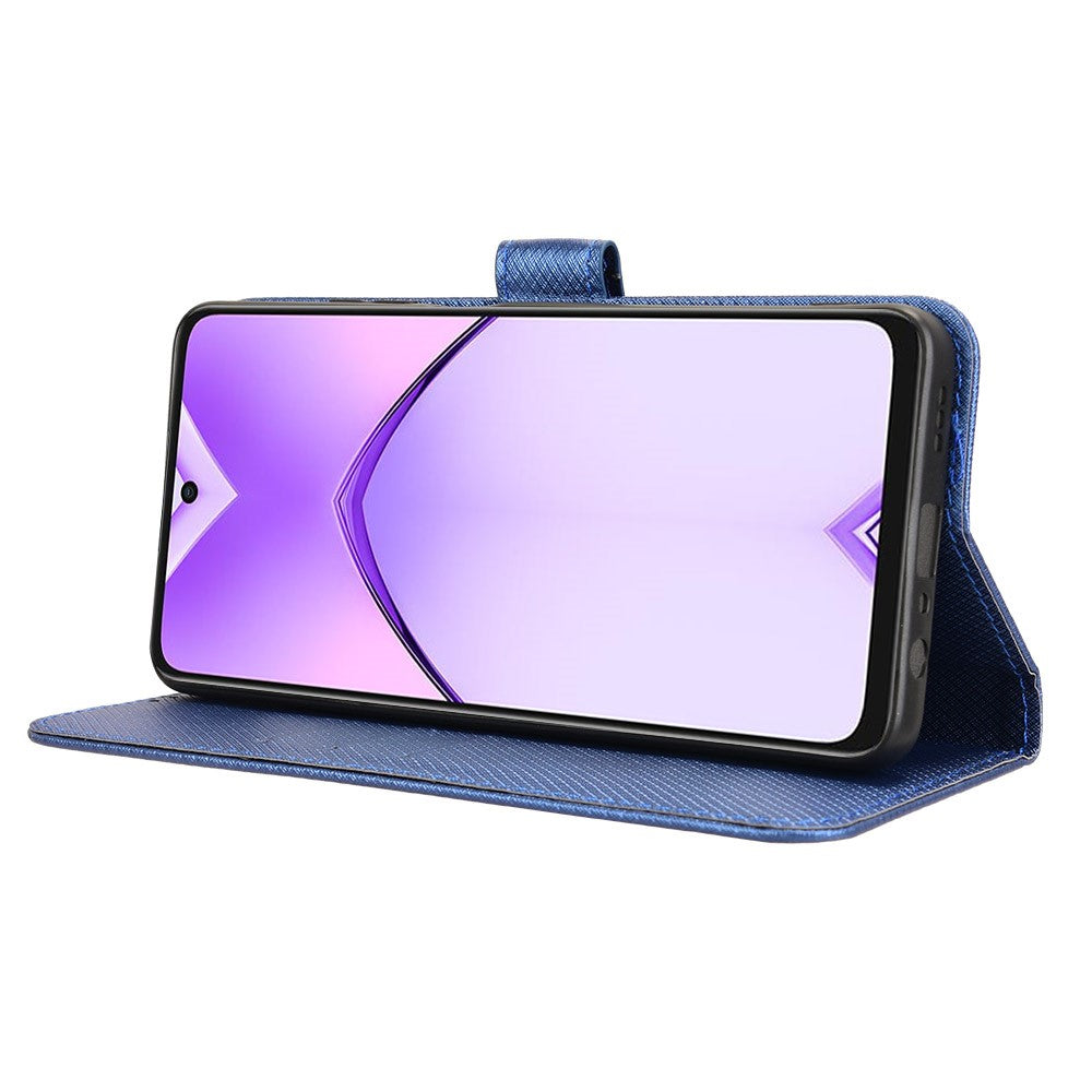 Oppo A3 4G / A3 5G / A3x 4G / A3x 5G / A40M 4G / A40 4G / A3i 5G / A60 5G Skal PU-läder Diamantstruktur Plånboksfodral