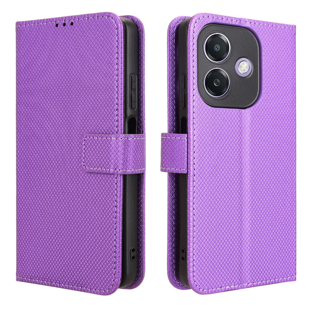 Oppo A3 4G / A3 5G / A3x 4G / A3x 5G / A40M 4G / A40 4G / A3i 5G / A60 5G Skal PU-läder Diamantstruktur Plånboksfodral