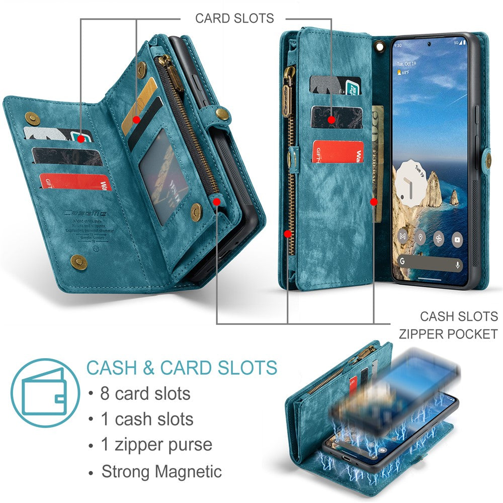 For Google Pixel 9 / Pixel 9 Pro Phone Cases CASEME 008 Leather Cover with Detachable Wallet and Strap