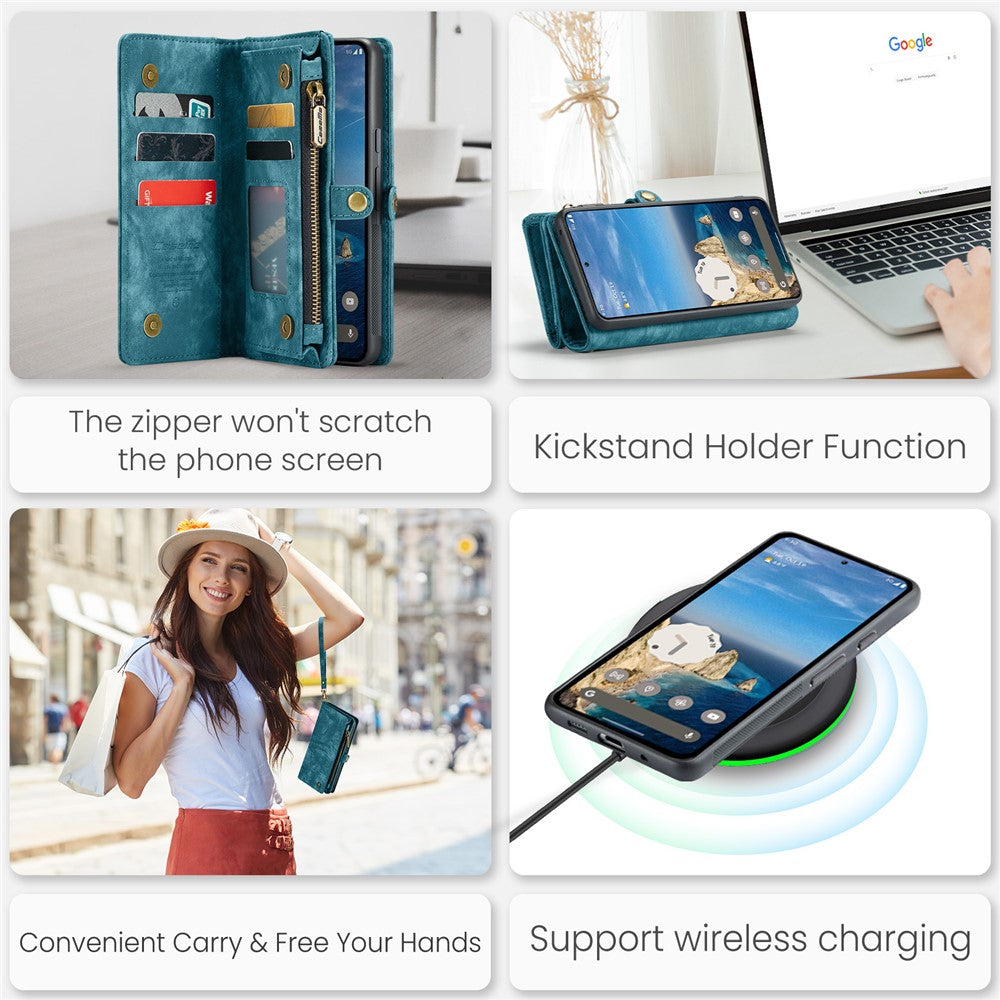 For Google Pixel 9 / Pixel 9 Pro Phone Cases CASEME 008 Leather Cover with Detachable Wallet and Strap
