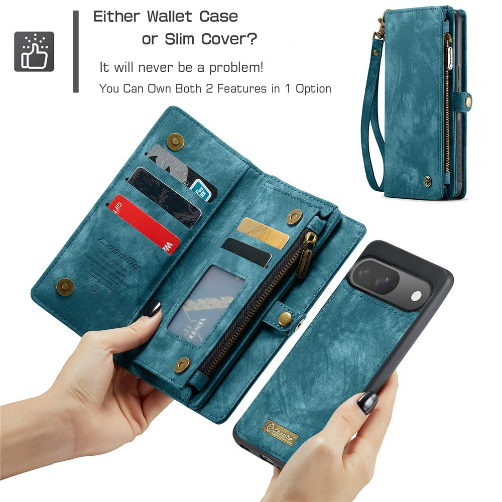 For Google Pixel 9 / Pixel 9 Pro Phone Cases CASEME 008 Leather Cover with Detachable Wallet and Strap