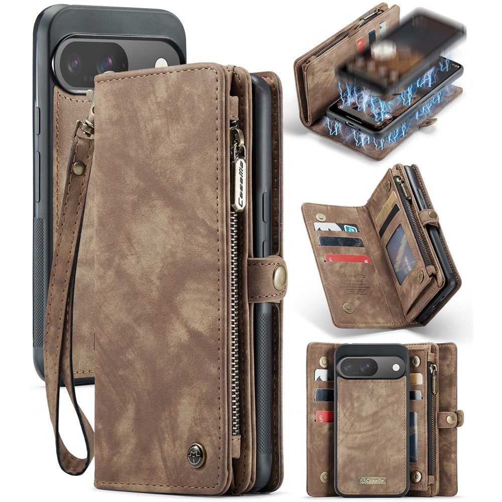 For Google Pixel 9 / Pixel 9 Pro Phone Cases CASEME 008 Leather Cover with Detachable Wallet and Strap