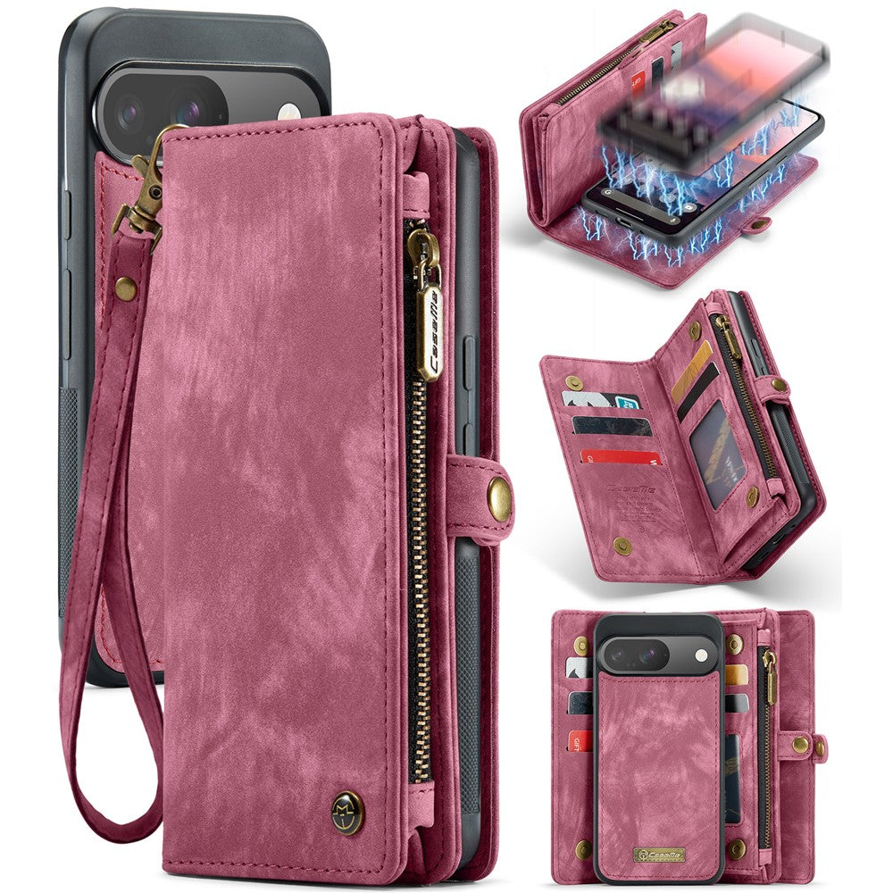 For Google Pixel 9 / Pixel 9 Pro Phone Cases CASEME 008 Leather Cover with Detachable Wallet and Strap