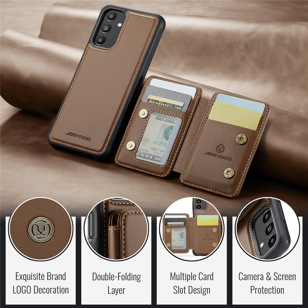 JEEHOOD J05 För Samsung Galaxy A13 5G Läderfodral Mobilskal med Avtagbar Magnetisk Korthållare