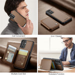 JEEHOOD J05 För Samsung Galaxy A13 5G Läderfodral Mobilskal med Avtagbar Magnetisk Korthållare